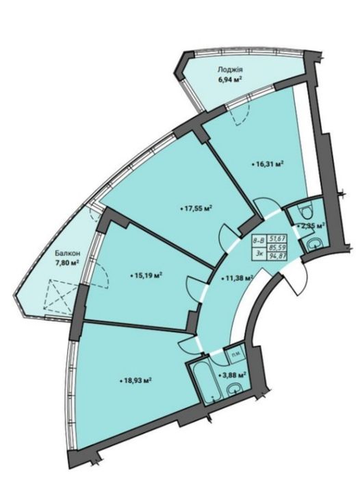 Квартира на ЖК Amber Park в Рівне, ID 205539, фото №3