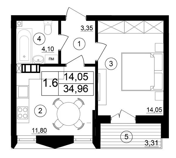 Квартира на вул. Болсуновська, 8 в Києві, ID 203930, фото №7