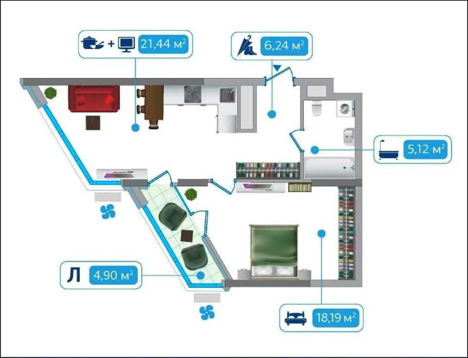 Квартира на вул. Зарічна, 9 в Києві, ID 207058, фото №1