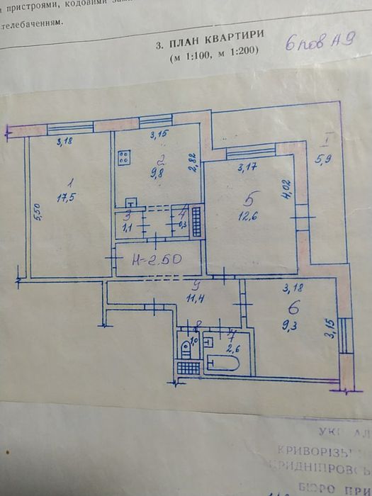 Квартира на вул. Батуринська, 1995 в Кривому Розі, ID 254913, фото №1