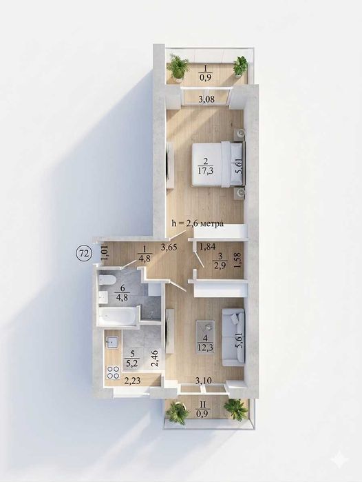Квартира на вул. Павла Глазового, 37 в Кривий Ріг, ID 208384, фото №1