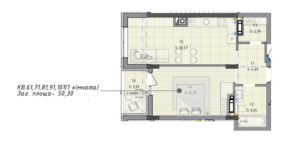 Квартира на вул. Брюховицька, 35 в Львові, ID 177702, фото №2