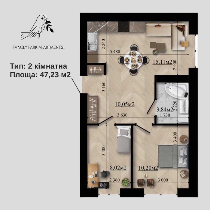 Квартира на Family Park Apartments в Києві, ID 223916, фото №2