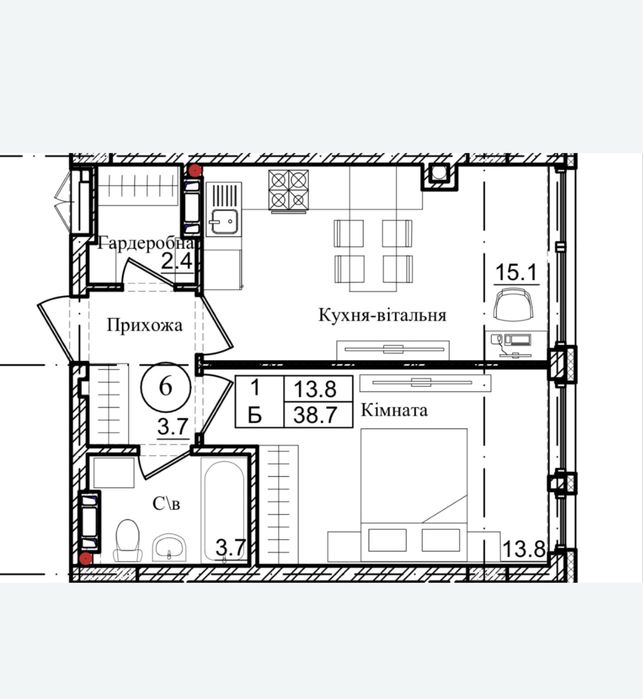 Квартира на вул. Володимирська, 36а в Києві, ID 308863, фото №6