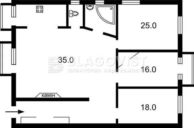 Квартира на вул. Антоновича Володимира, 4/6 в Києві, ID 184674, фото №14