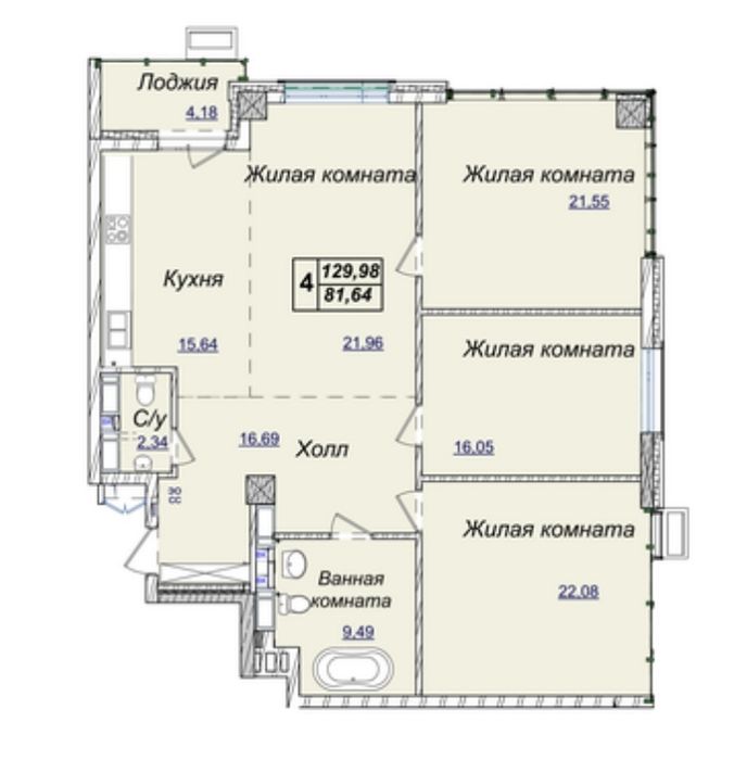 Квартира на вул. Андрія Верхогляда, 19б в Києві, ID 237849, фото №18