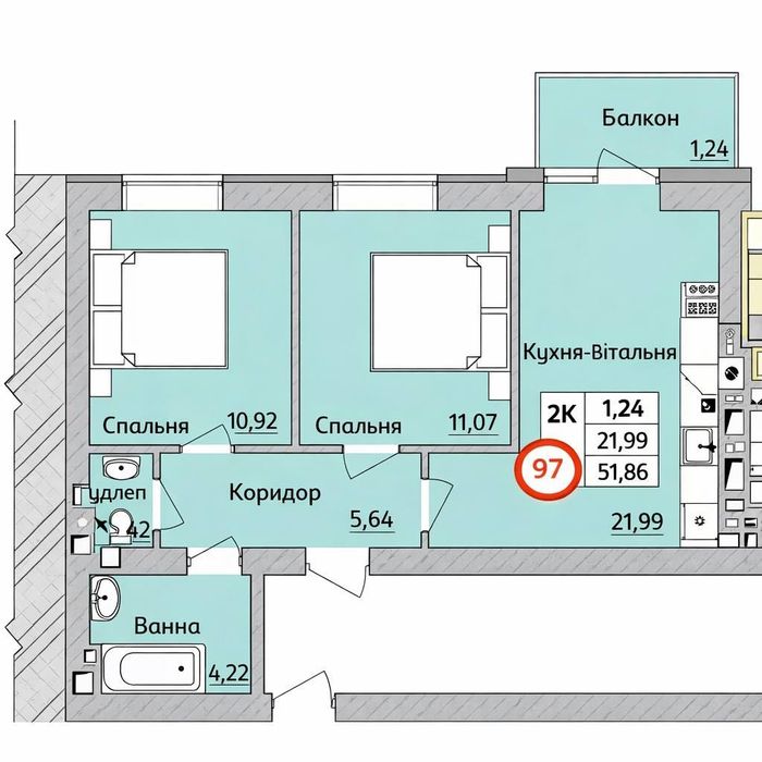 Квартира на ЖК Бургундія в Києві, ID 238586, фото №9
