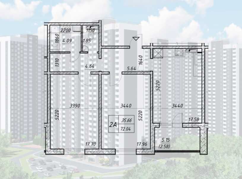 Квартира на вул. Електротехнічна, 43 в Києві, ID 180149, фото №2