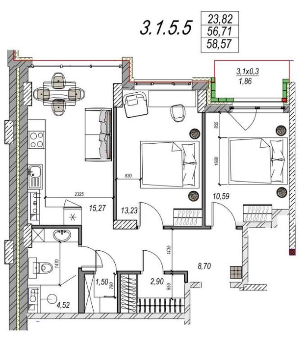 Квартира на 4-й Фонтанській дорозі в Одесі, ID 361787, фото №3