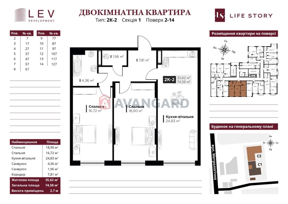 Квартира на вул. Метрологічна, 13а в Києві, ID 283896, фото №2