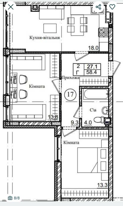 Квартира на ЖК Петрівське містечко 2 в Києві, ID 308864, фото №8