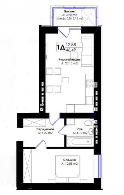 Квартира на вул. Літературна, 7 в Києві, ID 269623, фото №14