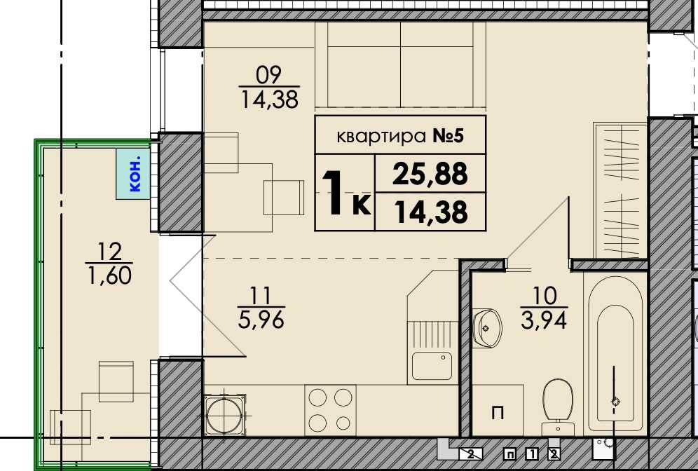 Квартира на Санаторна 20 в Києві, ID 231723, фото №2