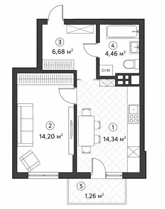 Квартира на вул. Олександра Олеся, 13 в Києві, ID 267636, фото №2