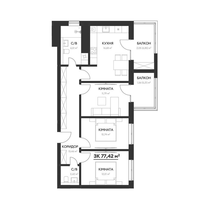 Квартира на вул. Скоропадського в Львові, ID 311106, фото №2