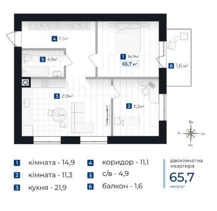 Квартира на ЖК Містечко Південне в Івано-Франківську, ID 185209, фото №6