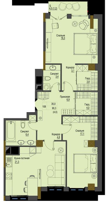 Квартира на в начале Французского бульвара в Одеса, ID 208832, фото №2