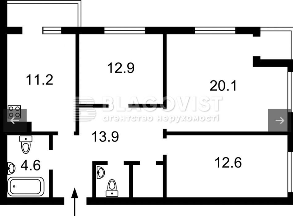 Квартира на вул. Глибочицька, 13 в Києві, ID 185705, фото №4