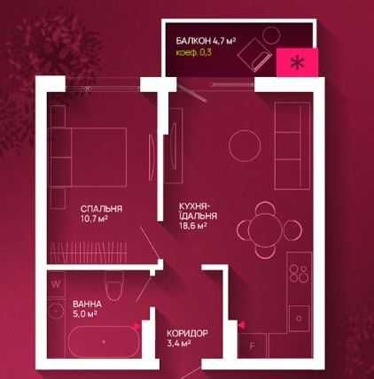 Квартира на ЖК Фемілі плаза / Family Plaza в Івано-Франківську, ID 186603, фото №4