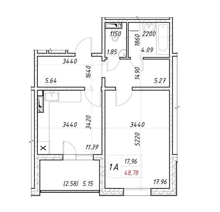 Квартира на вул. Електротехнічна, 43 в Київ, ID 187588, фото №2
