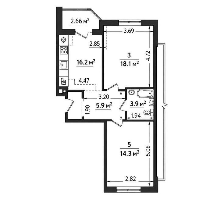 Квартира на вул. Жулянська, 2-Б в Київ, ID 309041, фото №3