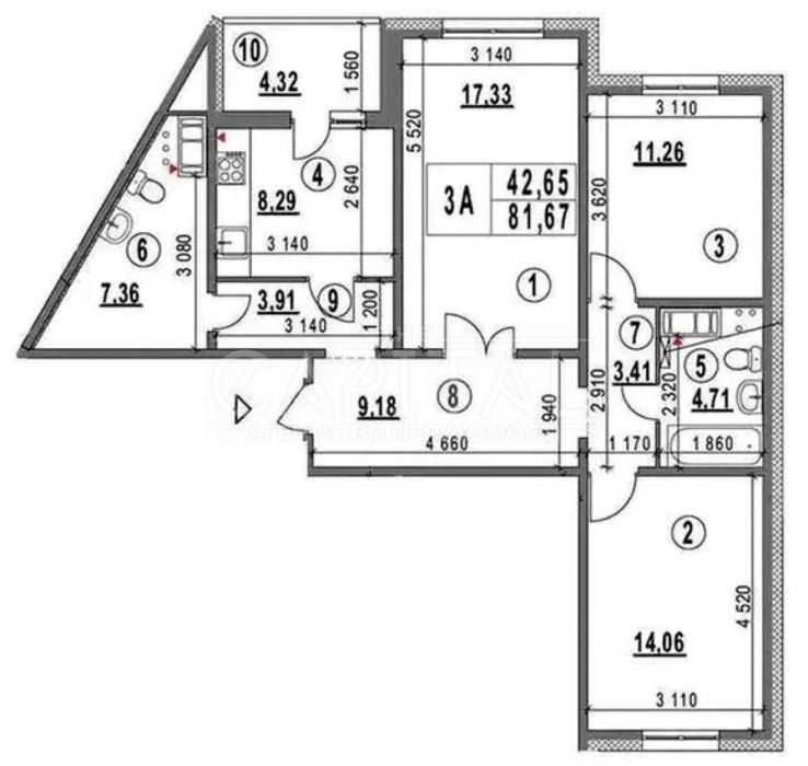 Квартира на вул. Юлії Здановської, 58Б в Києві, ID 444105, фото №2