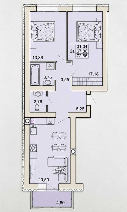 Квартира на ЖК «На Сінній 25 » в Полтава, ID 187220, фото №2
