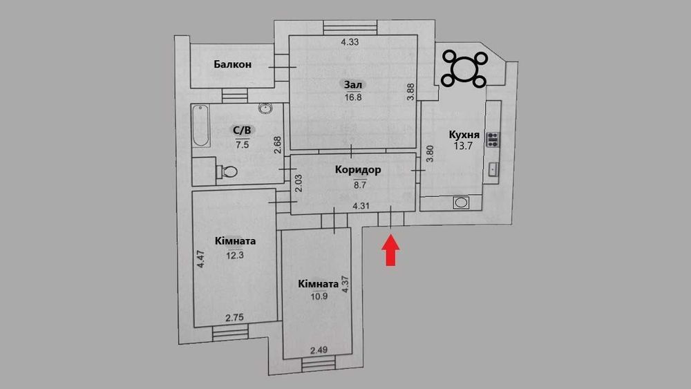 Квартира на вул. Академіка Корольова, 2-А в Києві, ID 401945, фото №19