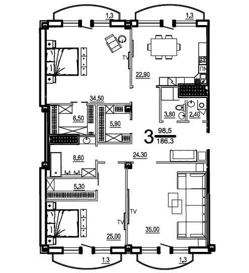 Квартира на бульв. Французський в Одесі, ID 414767, фото №12