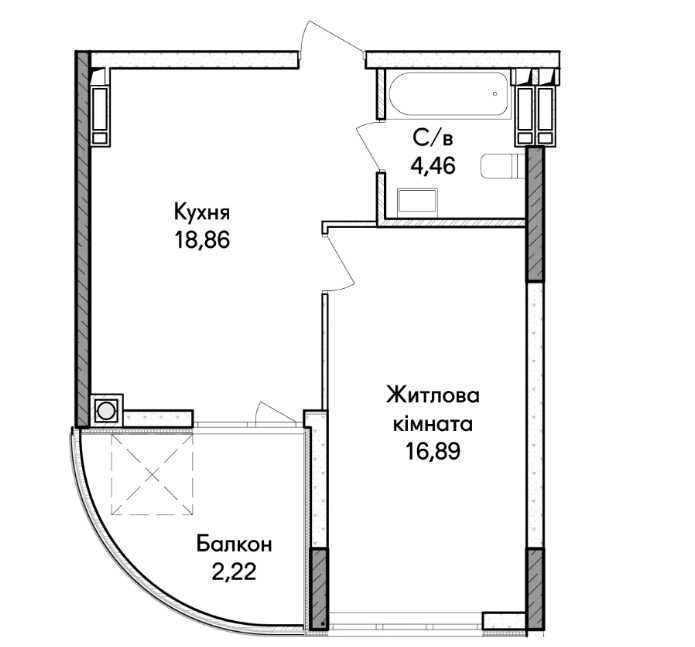 Квартира на вул. Ольги Кобилянської, 1В в Київ, ID 322950, фото №3