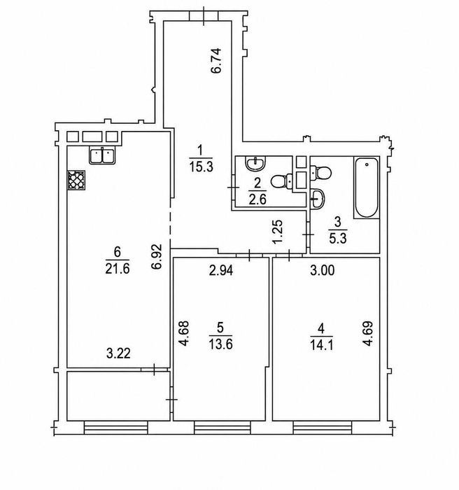 Квартира на вул. Дніпровська Набережна, 20-Б в Києві, ID 180128, фото №2