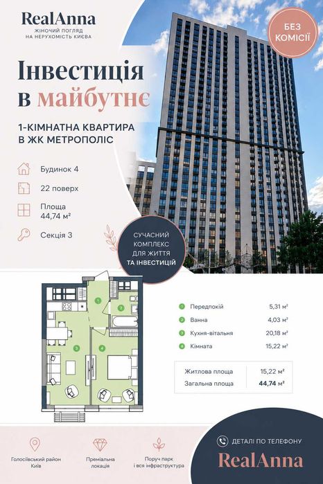 Квартира на ЖК Метрополіс в Києві, ID 207294, фото №1