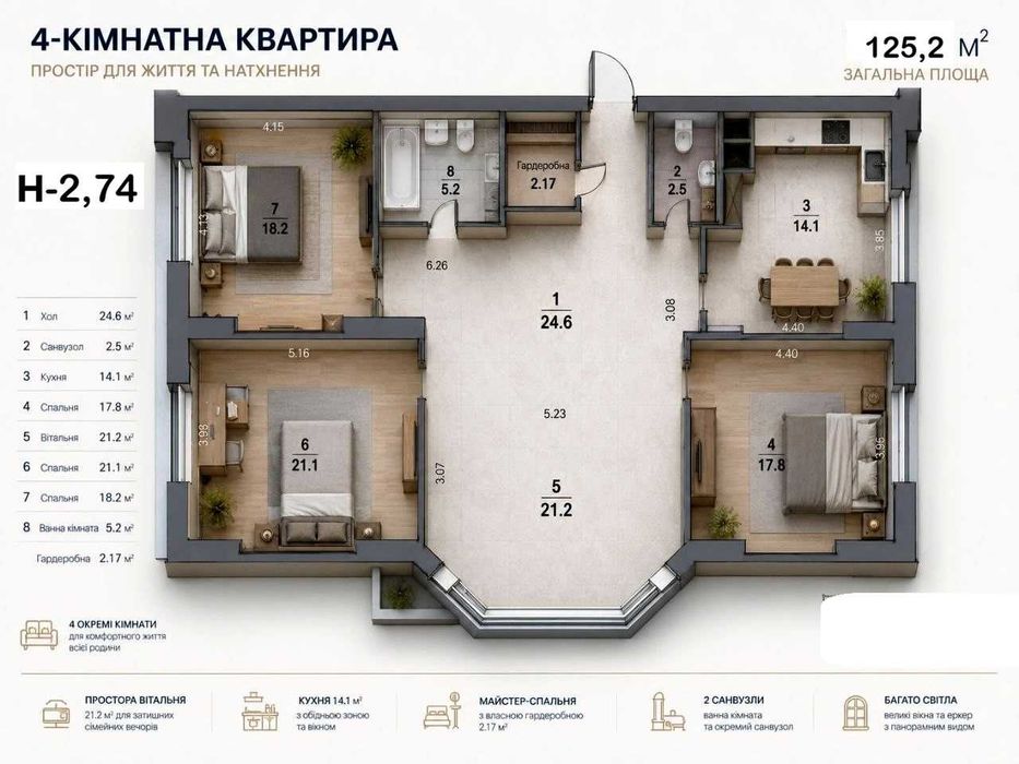 Квартира на вул. Олександра Мишуги, 12 в Київ, ID 274230, фото №5