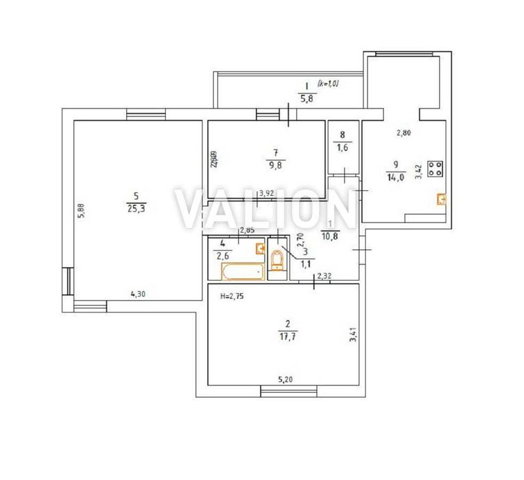Квартира на вул. Богатирська, 6/1 в Києві, ID 353308, фото №19