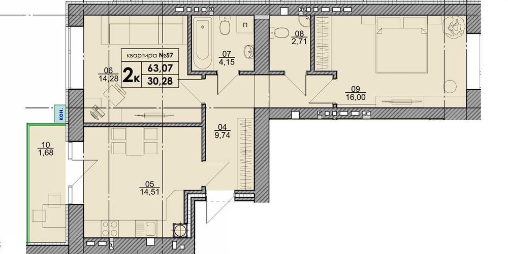 Квартира на вул. Санаторна, 20 в Києві, ID 248445, фото №1