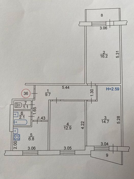 Квартира на 5 минут от метро в Харкові, ID 255277, фото №13