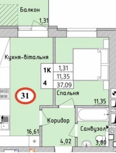 Квартира на Ірпінь в Києві, ID 228904, фото №1