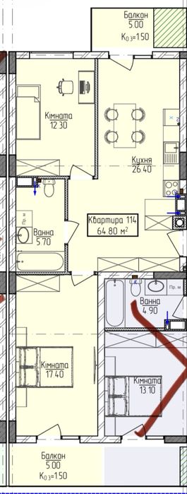 Квартира на вул. Богомольця, 15 в Ужгород, ID 283367, фото №2