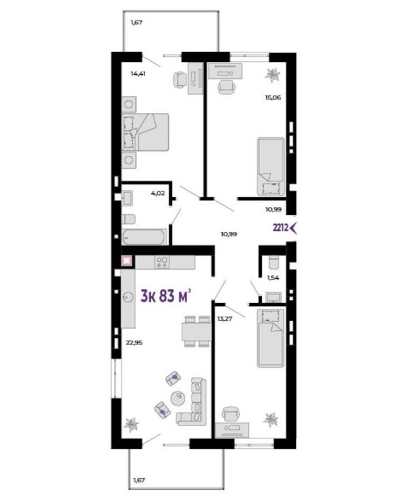 Квартира на ЖК Долішній в Івано-Франківську, ID 310065, фото №5
