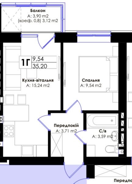 Квартира на вул. Літературна в Києві, ID 242257, фото №5