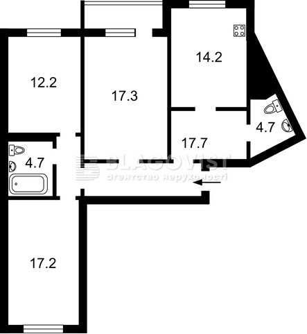 Квартира на вул. Машинобудівна, 21 в Київ, ID 322526, фото №2