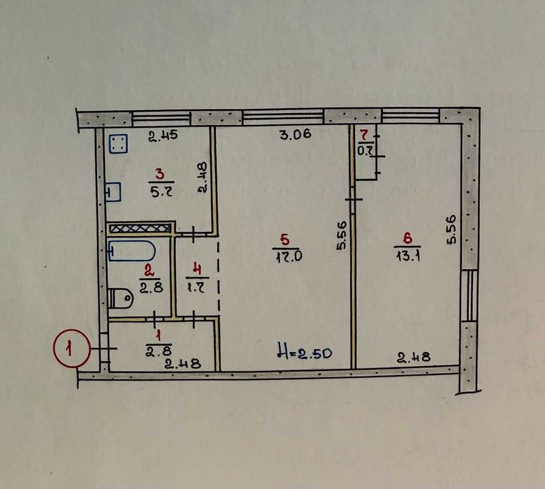 Квартира на вул. Вадима Гурова, 25 в Кривому Розі, ID 218671, фото №1