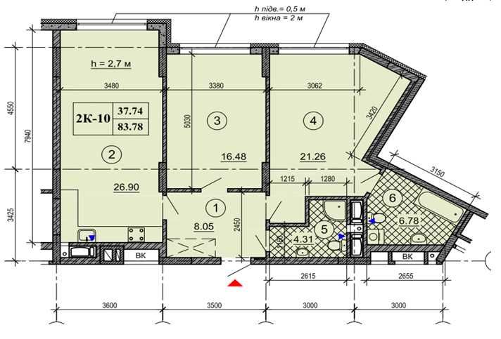 Квартира на вул. Миколи Василенка, 2 в Києві, ID 275294, фото №1