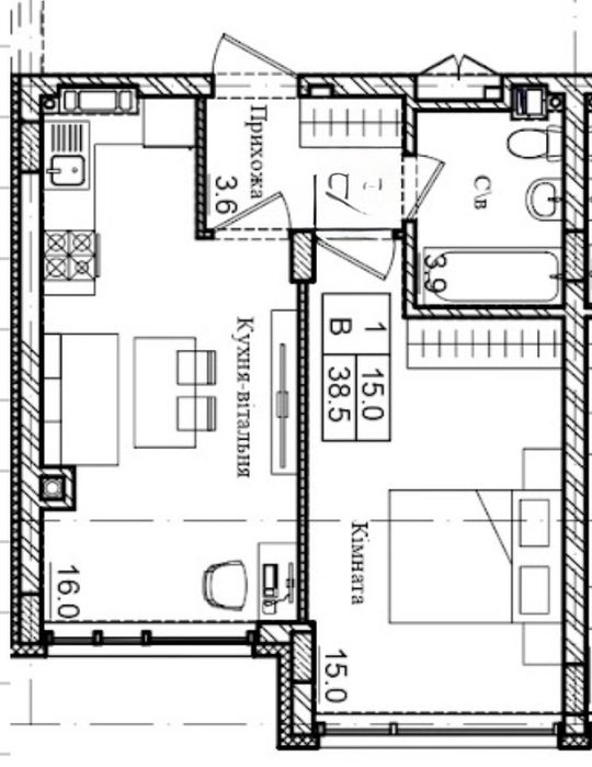 Квартира на вул. Володимирська, 36А в Києві, ID 308838, фото №14