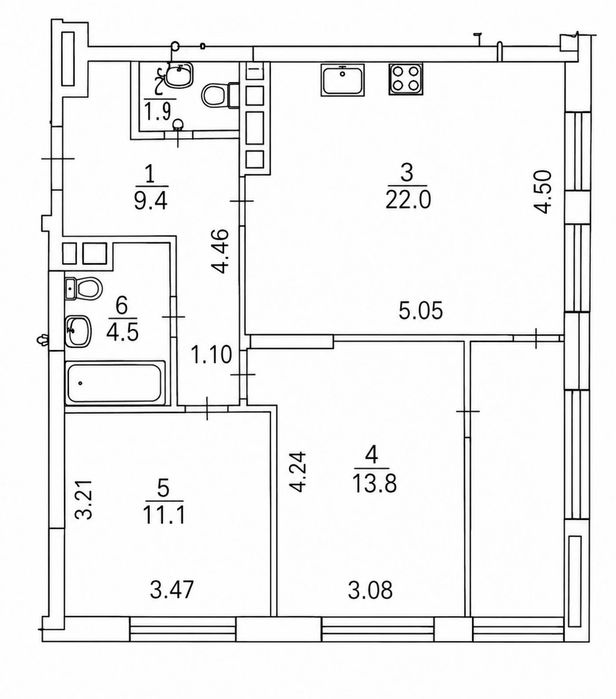 Квартира на вул. Всеволода Змієнка, 19 в Київ, ID 297135, фото №2