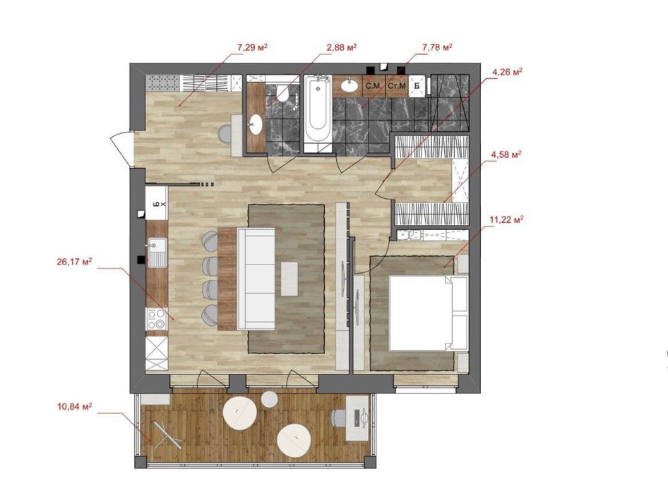 Квартира на вул. Сергія Данченка, 22 в Києві, ID 301140, фото №8