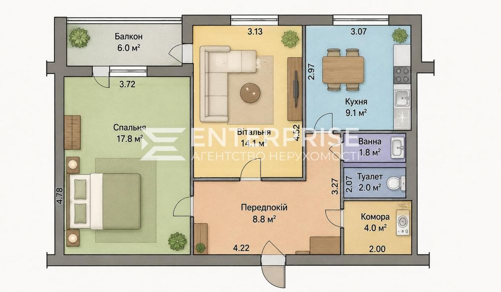 Квартира на вул. Пономарьова, 26 в Києві, ID 311965, фото №1