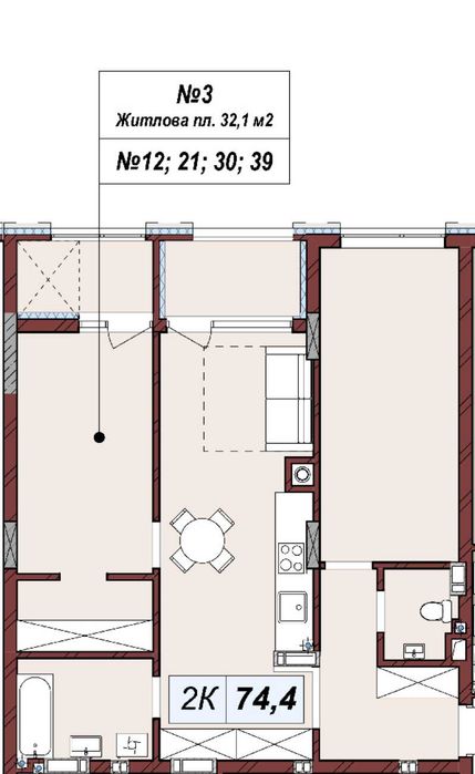 Квартира на вул. Навроцького, 33 в Львові, ID 313743, фото №1