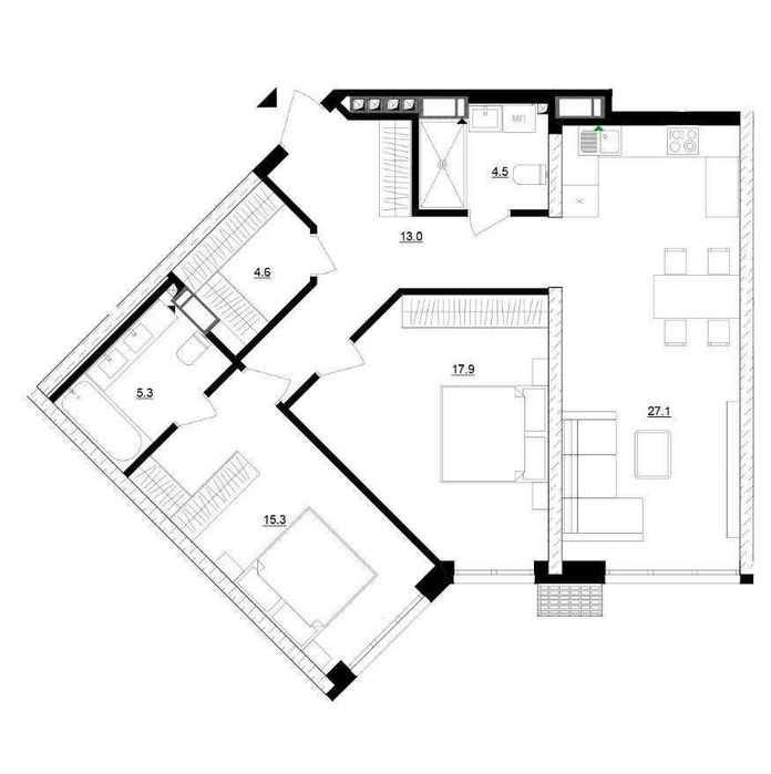 Квартира на вул. Микільсько-Слобідська, 13–17 в Київ, ID 323295, фото №2