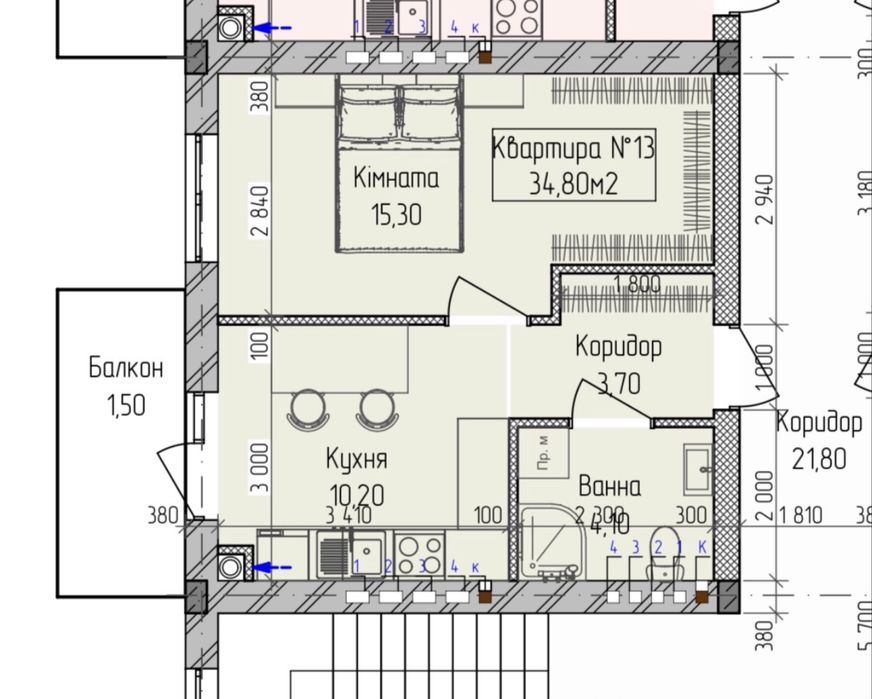 Квартира на вул. Єнкьковська в Ужгород, ID 322867, фото №2